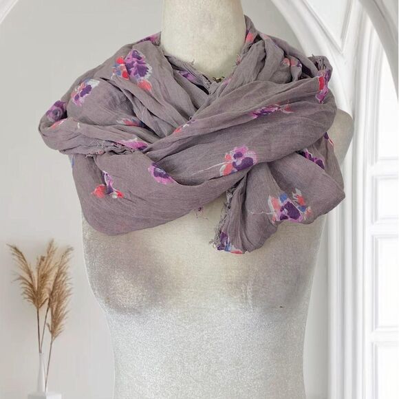 American Eagle Outfitters AEO Early 2000's Purple Grey Loop Boho Scarf / Shawl - Picture 1 of 5